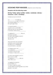 English Worksheet: Looking for paradise song