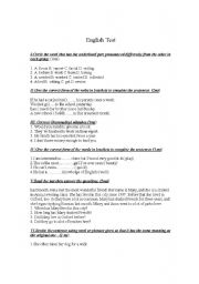 English worksheet: English test