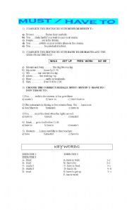 English Worksheet: MUST // HAVE TO 