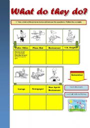 English Worksheet: What do they do?