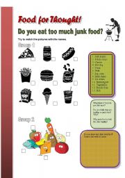 English Worksheet: Healthy Food X Junk Food