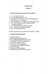 English Worksheet: Modal verbs