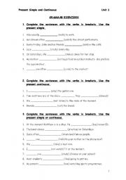 English Worksheet: Present simple & continuous