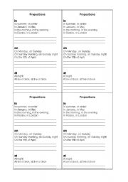 English Worksheet: prepositions of time