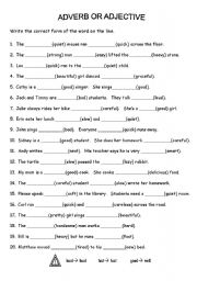 English Worksheet: ADJECTIVE OR ADVERB