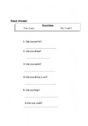 English Worksheet: Can you...?