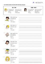 English Worksheet: his/her