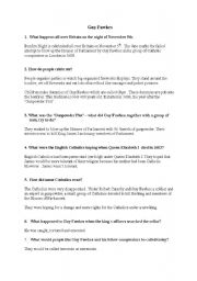 English Worksheet: Guy Fawkes