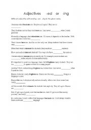 English Worksheet: Adjective - ed   or -ing