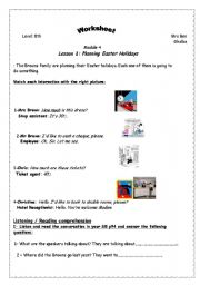 English Worksheet: planning Easter holidays