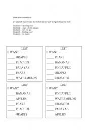 English worksheet: Do a market in your class.