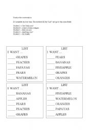 English Worksheet: Do a market in your class.