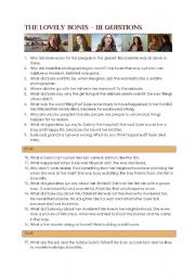 English Worksheet: The lovely bones - 111 questions about the movie
