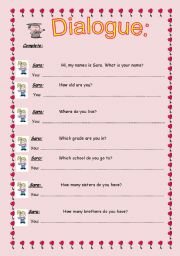 English Worksheet: Dailogue / Conversation