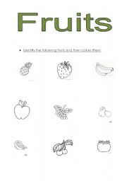 English worksheet: Fruits nad Colours