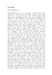 English Worksheet: listening environmentalism