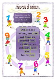 English Worksheet: The circle of numbers