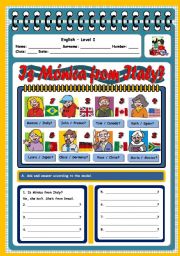 English Worksheet: IS MNICA FROM SPAIN?