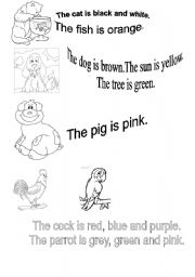 English Worksheet: Colours and Animals