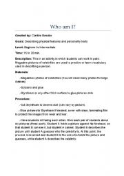 English Worksheet: Classroom activity using celebrities!