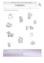 English worksheet: FAMILIES AND ANIMALS (PETS)