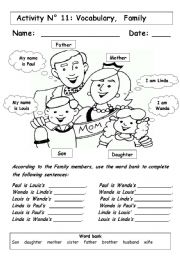 English Worksheet: Family