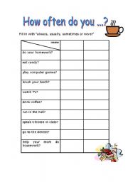 English Worksheet: Good and Bad habits survey