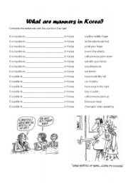 English Worksheet: Manners in Korea