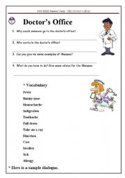 English worksheet: doctors office