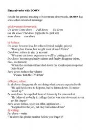 English Worksheet: Phrasal verbs with DOWN 
