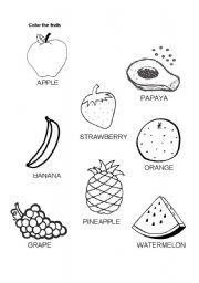 English Worksheet: Fruits