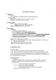English Worksheet: Lesson PLan in Teaching Cause-effect Connectives