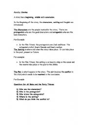 English worksheet: The outline of a Story