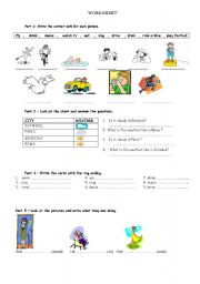English Worksheet: verbs,time,weather...