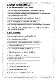 English Worksheet: making suggestions