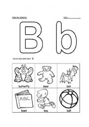 Letter B Words Recognition Worksheet