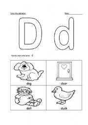 letter Dd recognition - ESL worksheet by sesame teacher