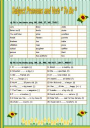 English Worksheet: Personal pronouns_to be - 2 pages