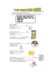 English worksheet: The weather song