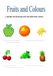 English worksheet: Fruits and Colours