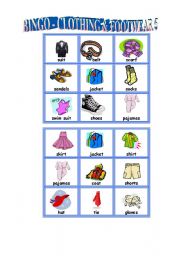 English Worksheet: Bingo-clothes & footwear 5/5