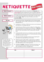 English Worksheet: Netiquette for kids