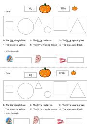 English worksheet: sizes