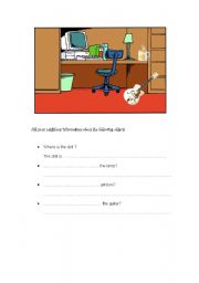 English worksheet: Pairwork preposition of place 1