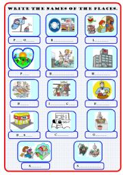 English Worksheet: places in town