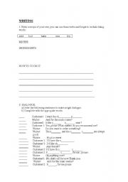 English worksheet: writing a recipe