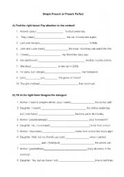 English Worksheet: Simple Present or Present Perfect