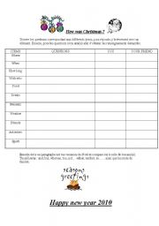 English worksheet: pair work christmas holidays