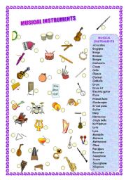 English Worksheet: MUSICAL INSTRUMENTS