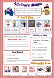 English Worksheet: Adelines dislike